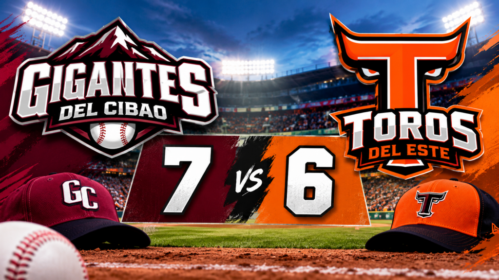 Gigantes del Cibao dejan en el terreno a los Toros en emocionante definición de 10 entradas