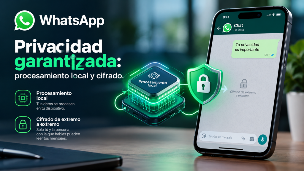 whatsapp de Privacidad garantizada: procesamiento local y cifrado
